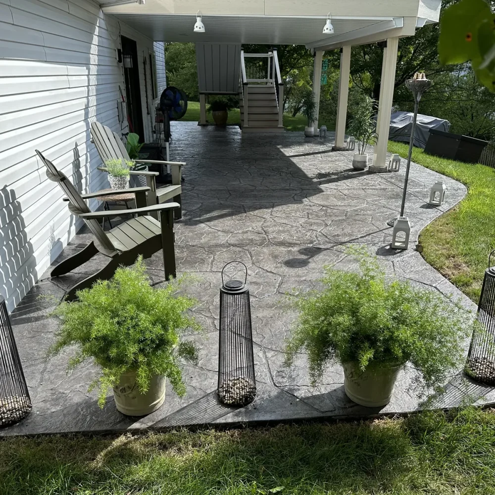 Finished decorative concrete patio after professional surface protection